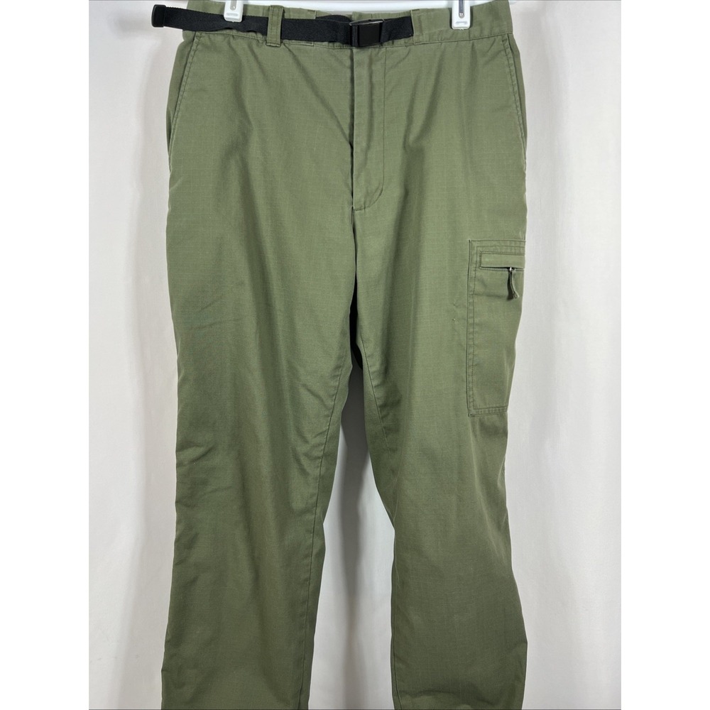 Uniqlo Heattech Mens Green Warm Fleece Lined Belted Elastic Waist Pants Size S